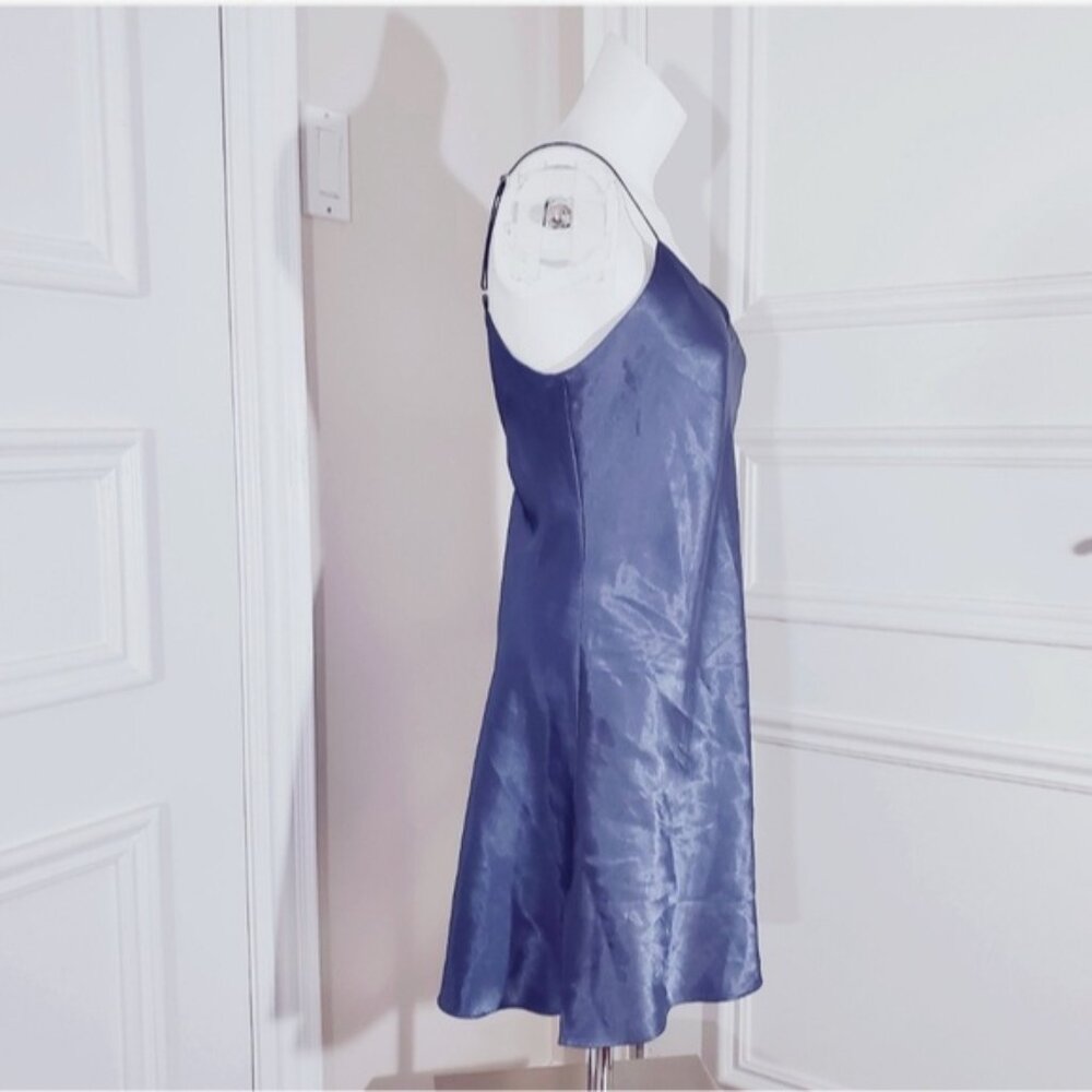 LA SENZA Steel Blue Satin Slip Dress with V String Low Back Detailing - Picture 7 of 16